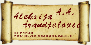 Aleksija Aranđelović vizit kartica